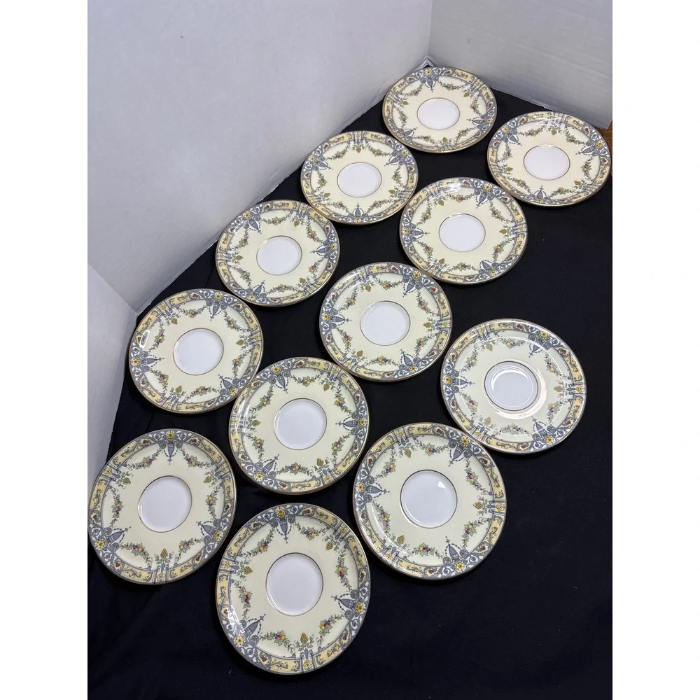 Royal Worcester Marquis Saucers Set (12) Floral Design Fine Bone China England
